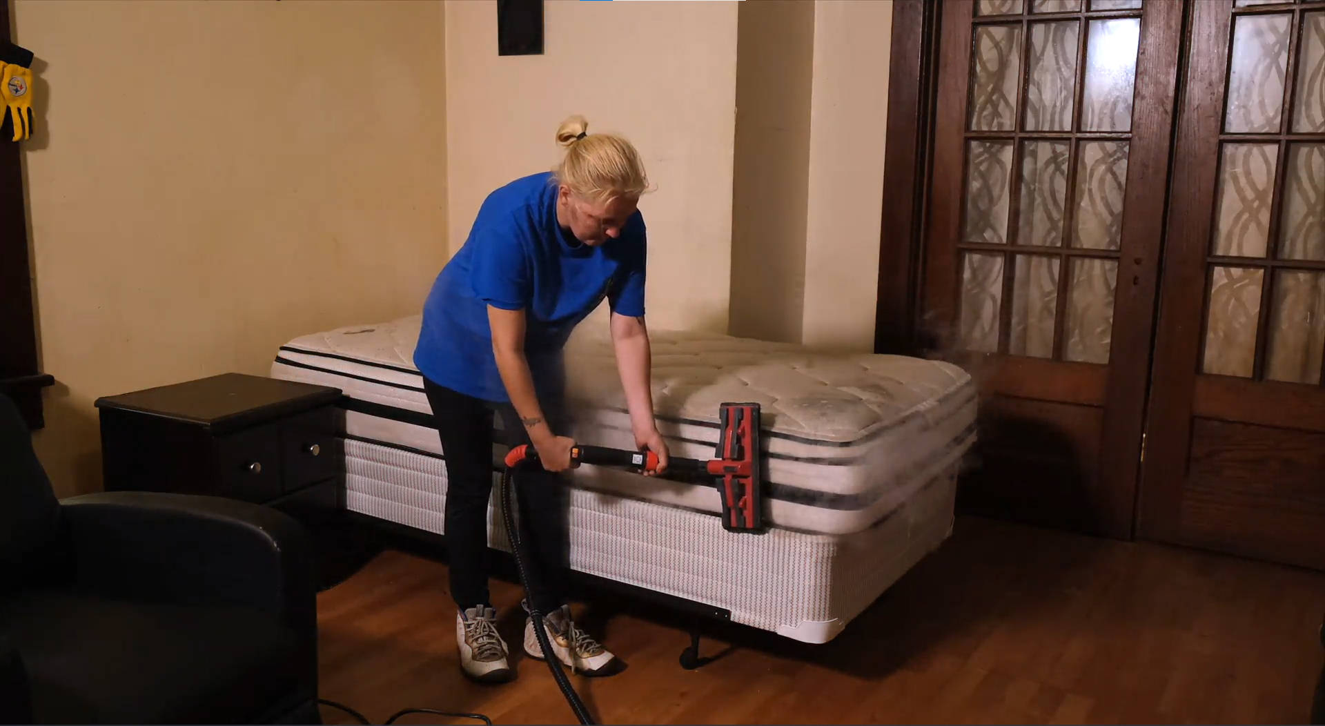 Bedbug treatment on a mattress.